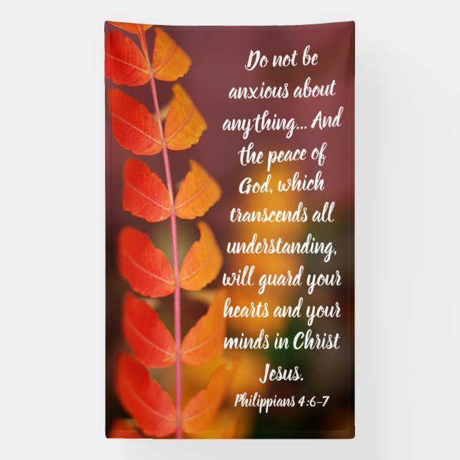 Philippians 4:6–7 Autumn Peace Scripture Design Banner (Vertical)