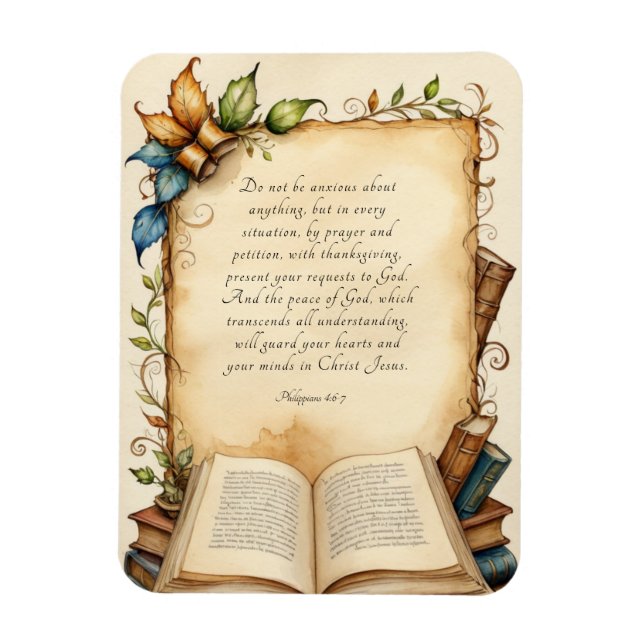 Philippians 4:6-7 Christian Bible Verse Art Magnet (Vertical)