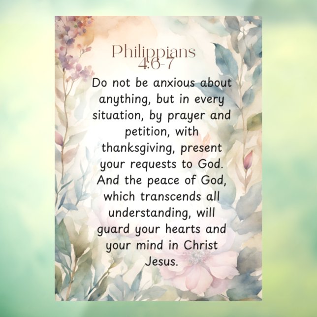 Philippians 4:6-7 Christian Bible Verse Watercolor (Sheet 3)