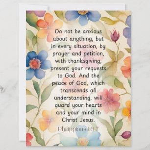 Philippians 4:6-7 Christian Bible Verse Watercolor
