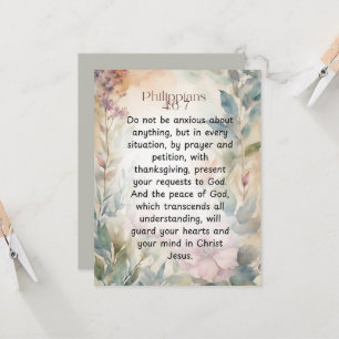Philippians 4:6-7 Christian Bible Verse Watercolor