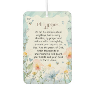 Philippians 4:6-7 Christian Bible Verse Watercolor Car Air Freshener