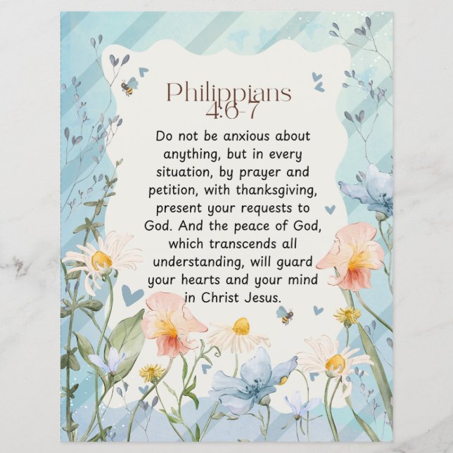 Philippians 4:6-7 Christian Bible Verse Watercolor Flyer (Front)