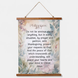 Philippians 4:6-7 Christian Bible Verse Watercolor Hanging Tapestry