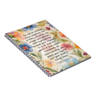 Philippians 4:6-7 Christian Bible Verse Watercolor Notebook