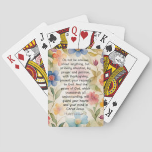 Philippians 4:6-7 Christian Bible Verse Watercolor Playing Cards