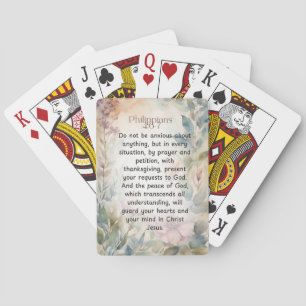 Philippians 4:6-7 Christian Bible Verse Watercolor Playing Cards