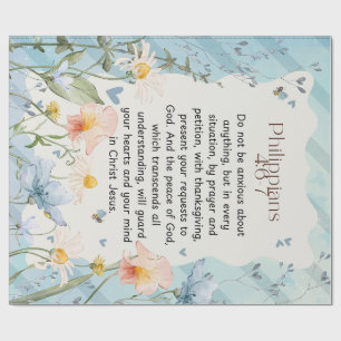 Philippians 4:6-7 Christian Bible Verse Watercolor Wrapping Paper