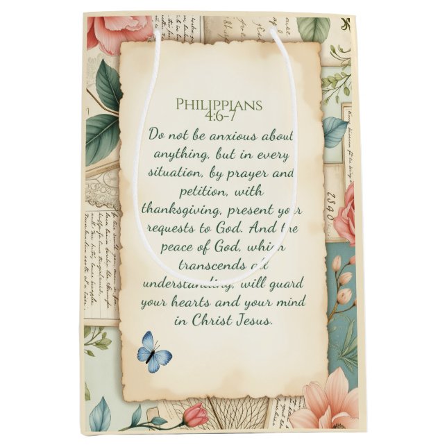 Philippians 4:6–7 Christian Encouragement Gift  Medium Gift Bag (Front)