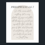 Philippians 4:6-7 Minimal Boho Beige Arch Script Poster<br><div class="desc">Do not be anxious about anything -Philippians 4:6-7 Minimal Boho Beige Arch Script</div>