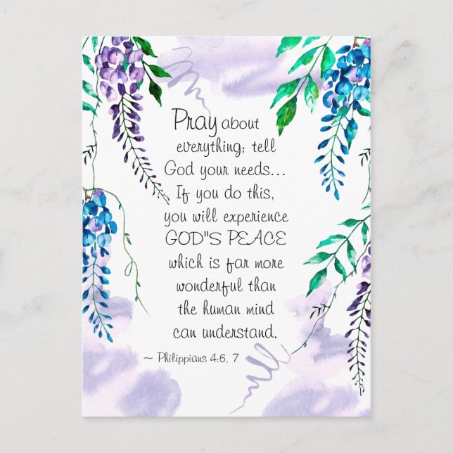 Philippians 4:6-7 Pray about Everything Postcard (Front)