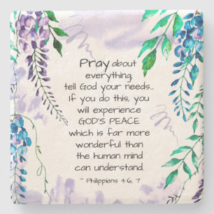 Philippians 4:6-7 Pray about Everything Stone Coaster