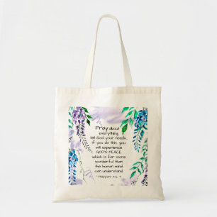 Philippians 4:6-7 Pray about Everything Tote Bag