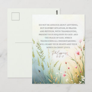 Philippians 4:6-7 Wildflower Bible Verse Christian Postcard