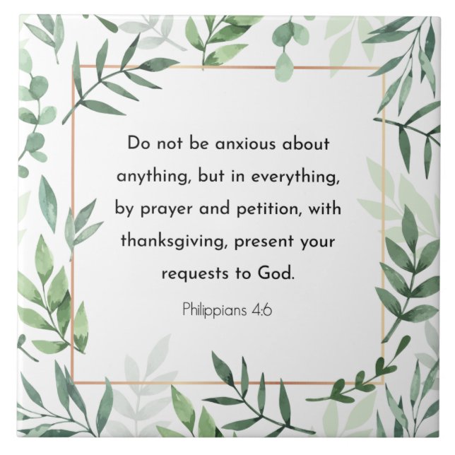 Philippians 4:6, Bible Verse, Christianity Tile (Front)