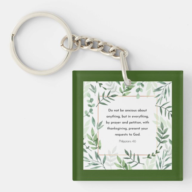 Philippians 4:6, Bible Verse,  Key Ring (Front)