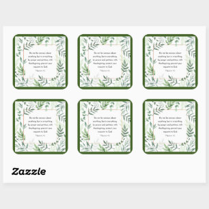 Philippians 4:6, Bible Verse,  Square Sticker
