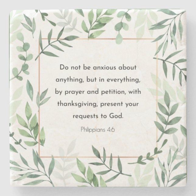 Philippians 4:6, Bible Verse, Stone Coaster (Front)