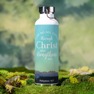 Philippians 4:7 | Personalised Modern Mountain Water Bottle