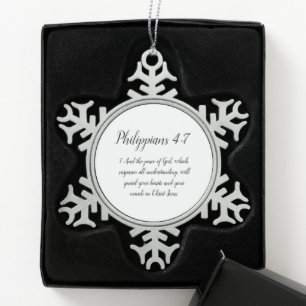 Philippians 4:7 snowflake pewter christmas ornament