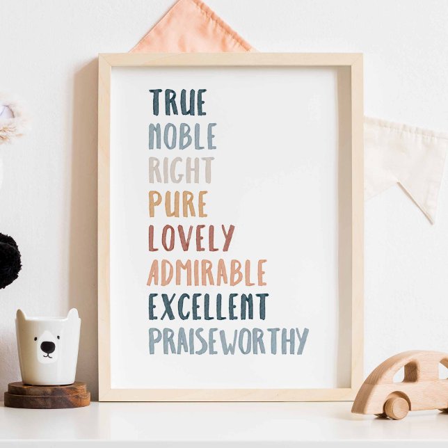 Philippians 4:8 boho colour nursery poster (Creator Uploaded)
