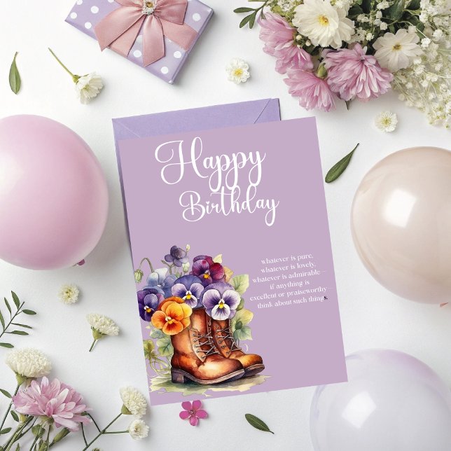 Philippians 4:8 Christian Birthday Greetings Card (Personalize this beautiful Christian Birthday Greetings today. With Philippians 4:8 Bible verse. )