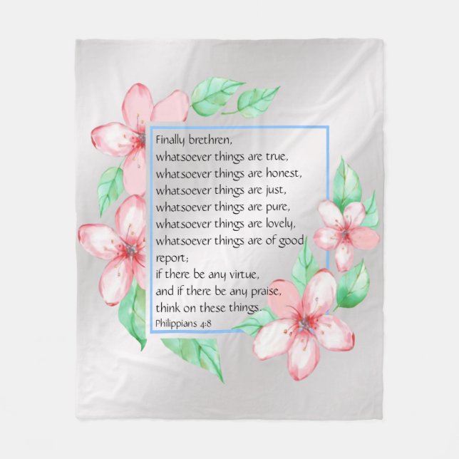 Philippians 4:8   fleece blanket (Front)