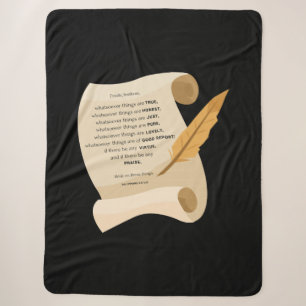 Philippians 4:8 KJV Bible Quote Scroll Sherpa Blanket