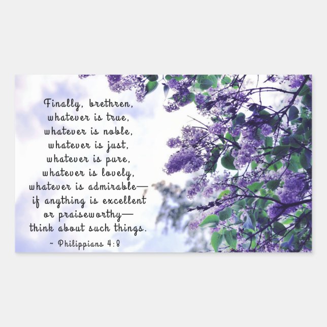 Philippians 4:8 Whatever is True Bible Verse Rectangular Sticker (Front)