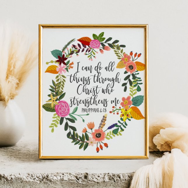 Philippians Bible Scripture Verse Feminine Floral Poster (Creator Uploaded)