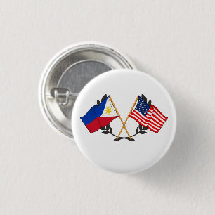 Philippine American Flag Filipino Heritage Vintage 3 Cm Round Badge