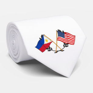 Philippine American Flag Filipino Heritage Vintage Tie