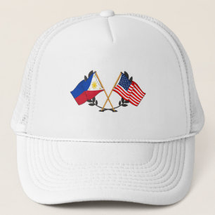 Philippine American Flag Filipino Heritage Vintage Trucker Hat