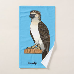 Philippine eagle bird cartoon illustration bath towel set