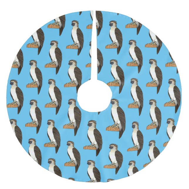 Philippine eagle bird cartoon illustration  brushed polyester tree skirt (Front)