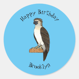 Philippine eagle bird cartoon illustration classic round sticker