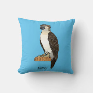 Philippine eagle bird cartoon illustration cushion