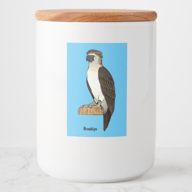 Philippine eagle bird cartoon illustration  food label (Front)