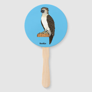 Philippine eagle bird cartoon illustration  hand fan