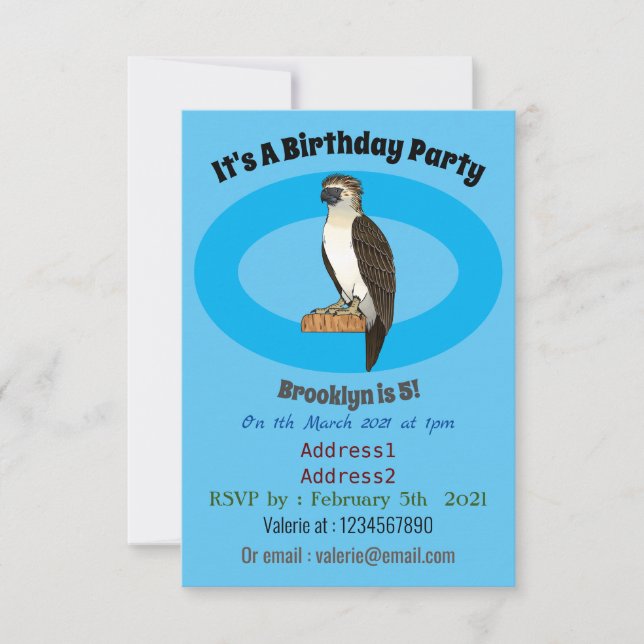 Philippine eagle bird cartoon illustration  invitation (Front)