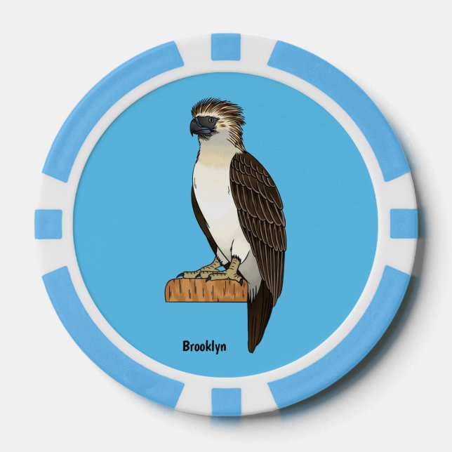 Philippine eagle bird cartoon illustration  poker chips (Front)