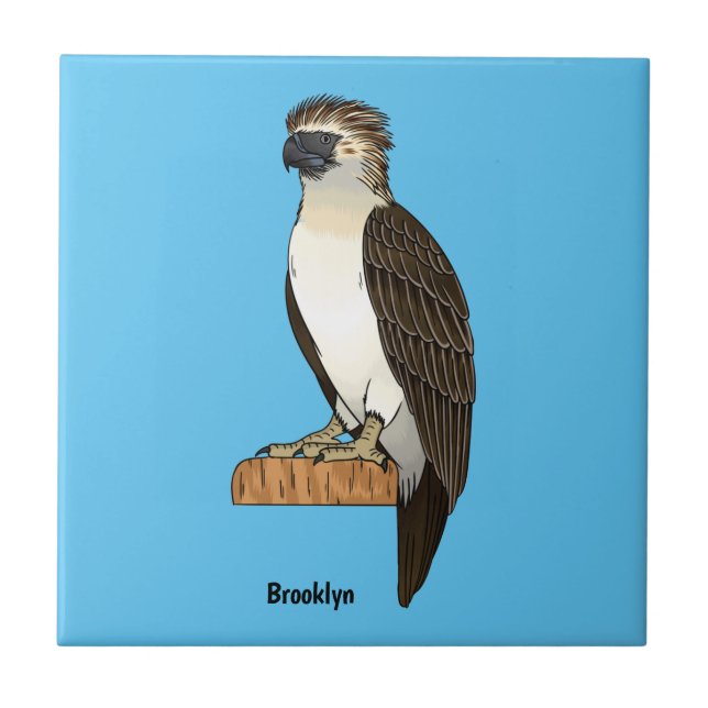 Philippine eagle bird cartoon illustration tile (Front)