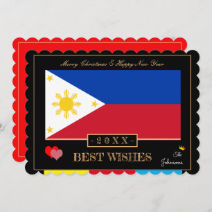 Philippine Flag &Happy New Year/Best Wishes Holiday Card