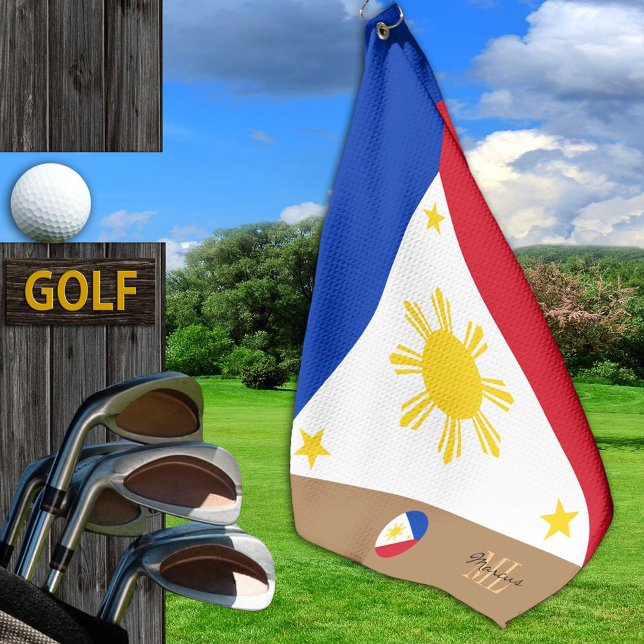 Philippine flag & Philippines monogrammed /golf Golf Towel (Creator Uploaded)