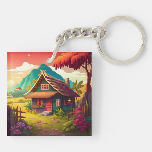 Philippine Traditional House-36543 Key Ring (Back)