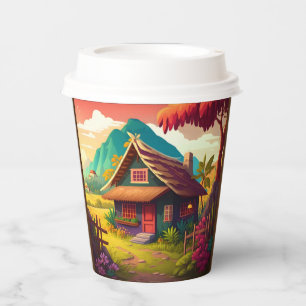 Philippine Traditional House colourful Design  Paper Cups