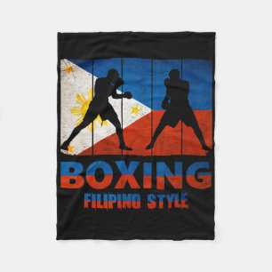 Philippine Vintage Style Boxing Great Filipino Box Fleece Blanket