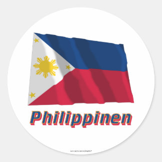 Philippinen Fliegende Flagge mit Namen Classic Round Sticker