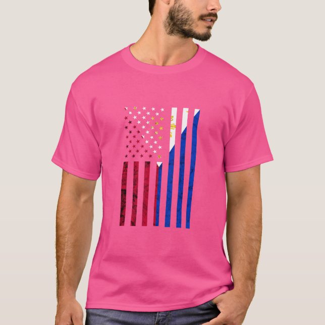 Philippines American Filipino Proud Flag Pilipinas T-Shirt (Front)