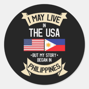 Philippines American Flag Usa Filipino Roots Gifts Classic Round Sticker